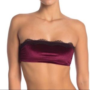 Jason WU Velour Lace Trim Bandeau Bralette